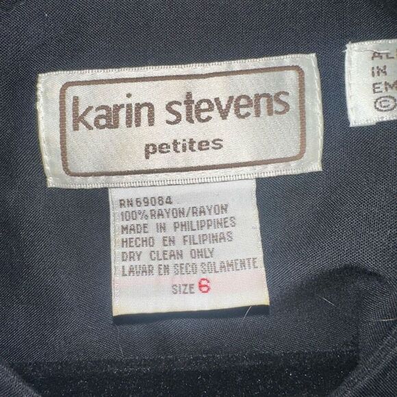 Vintage 80s Karin Steven’s Abstract Ladies at Dinner Blouse - Picture 2 of 5